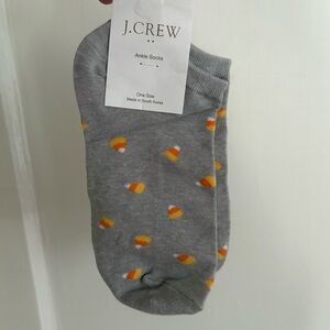 J. Crew Gray Ankle Socks with candy corn Pattern